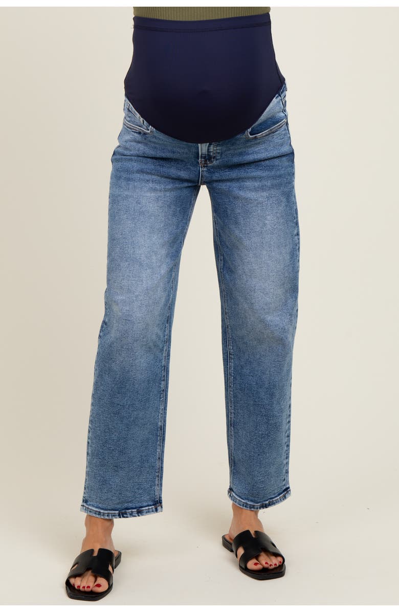 PinkBlush Slim Ankle Barrel Leg Maternity Jeans, Alternate, color, Blue