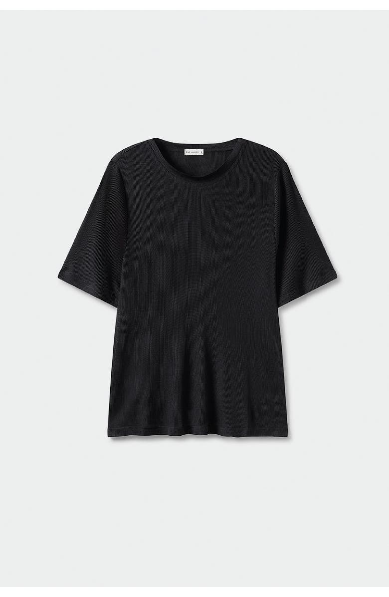 SILK LAUNDRY RIBBED T-SHIRT BLACK, Alternate, color, Black
