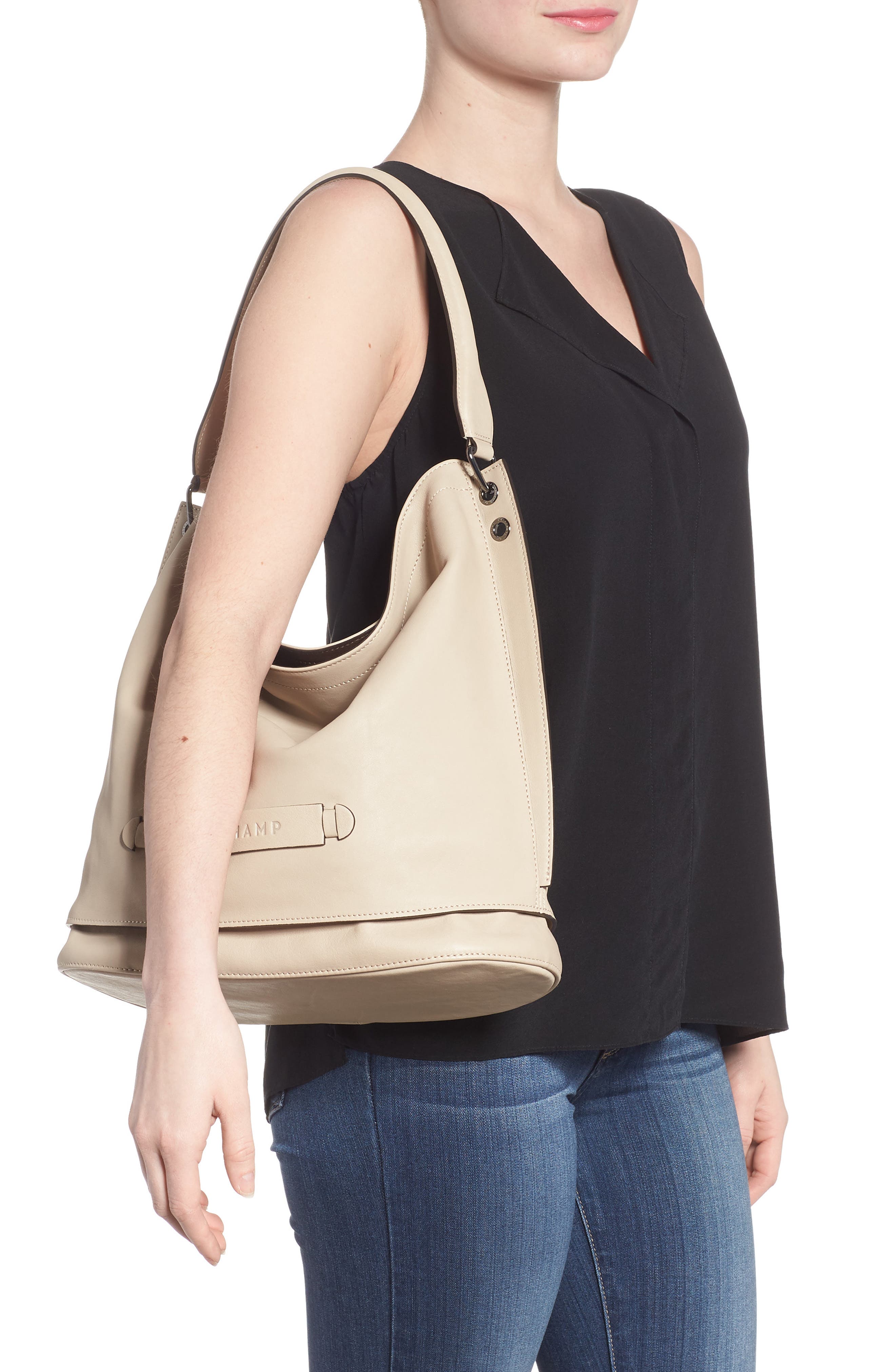 Longchamp '3D' Leather Hobo, Alternate, color, 