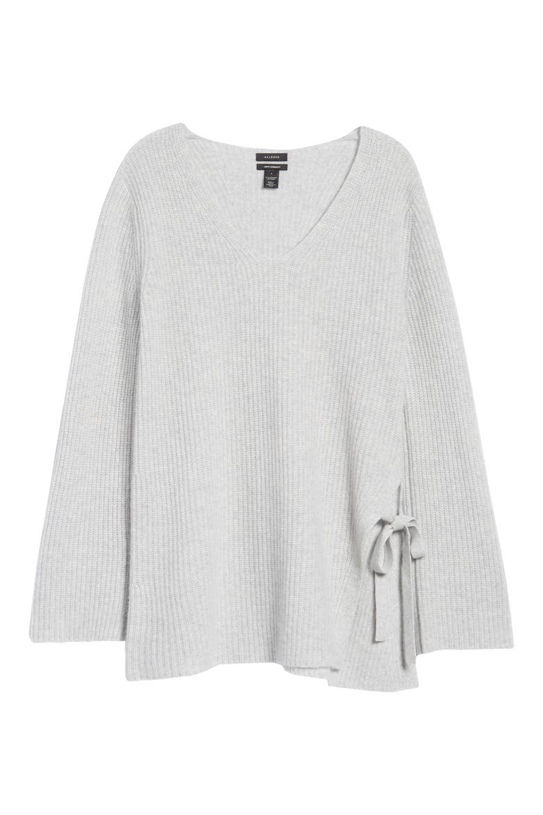 Side Tie Cashmere Sweater, Alternate, color, GREY LIGHT HEATHER