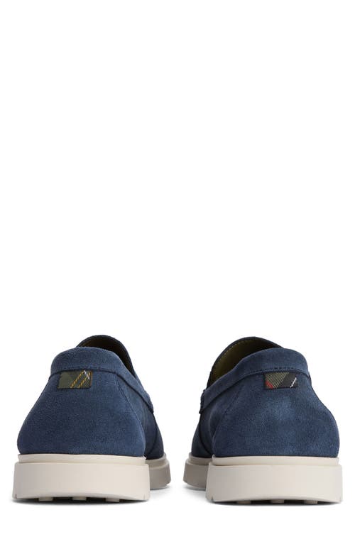 Barbour Carty Moc Toe Loafer In Shark Blue Suede
