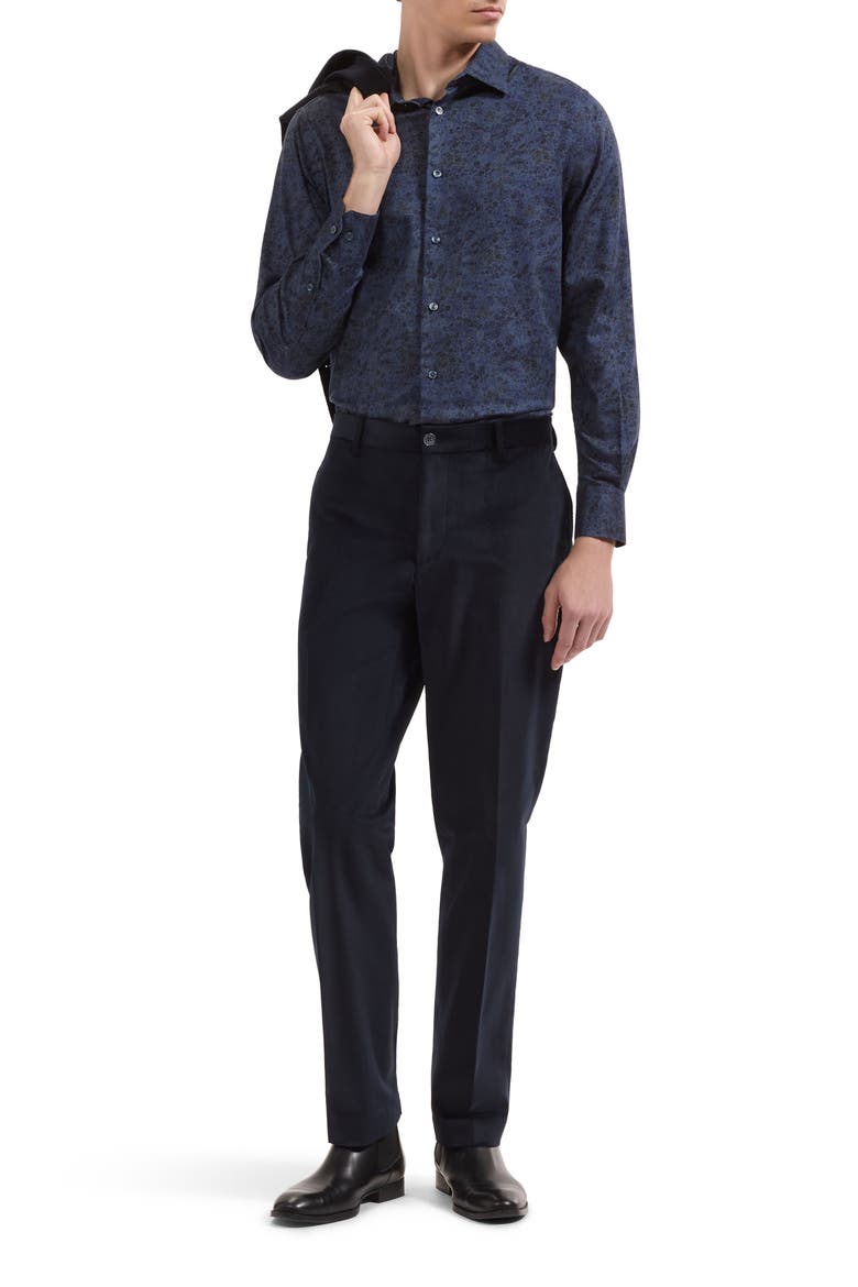 Julian Shaped Fit Long Sleeve Cotton Shirt, Alternate, color, NAVY