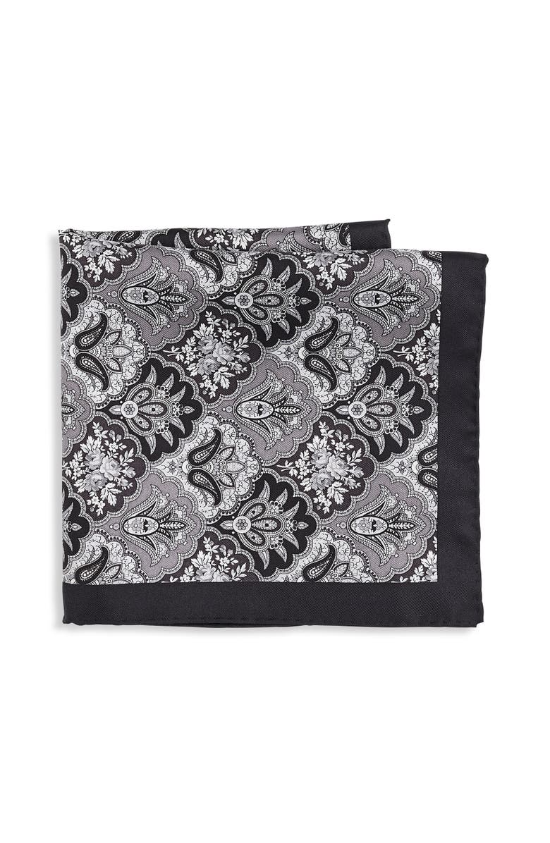 Synrgy by DXL Big
Tall Fall Medallion Silk Pocket Square, Main, color, Black