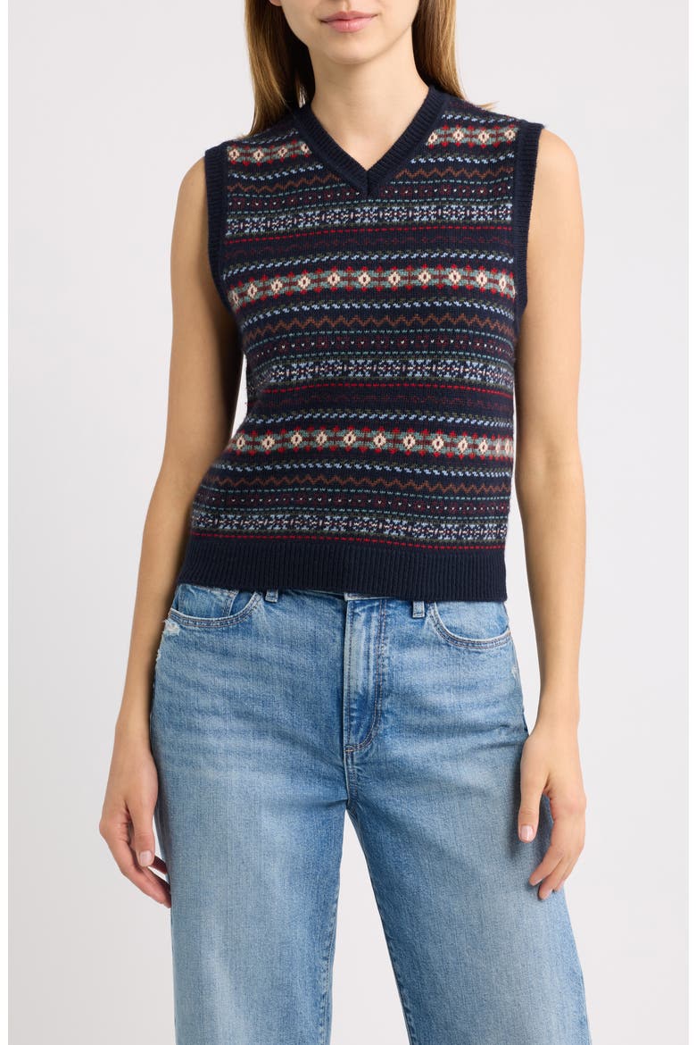Vincent Fair Isle Sweater Vest, Main, color, NAVY DASHWOOD FAIR ISLE