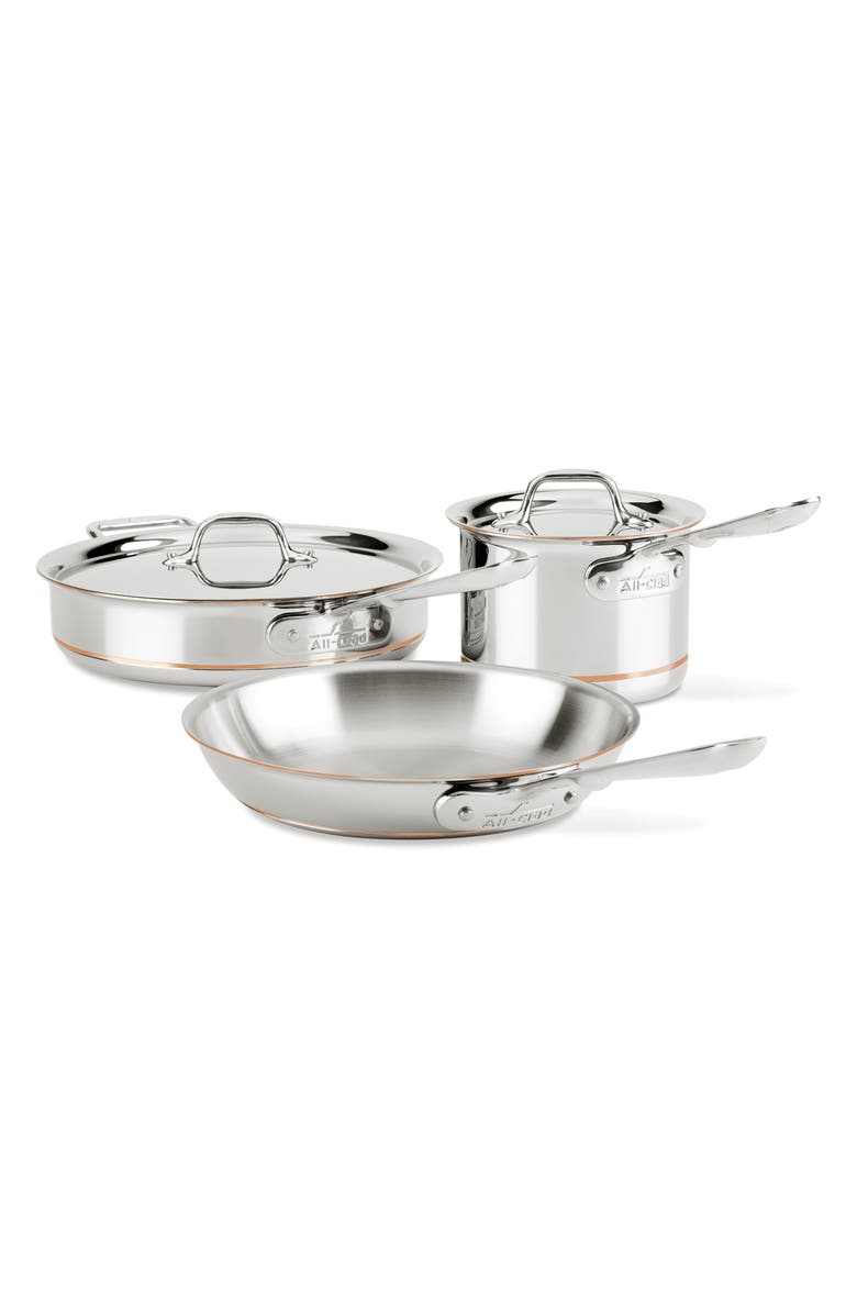 All-Clad Copper Core 5-Piece Cookware Set, Main, color, Silver