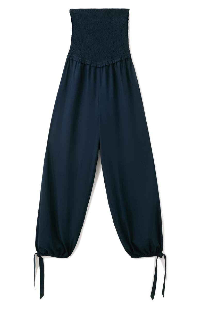 MANGO TEEN Smocked Strapless Jumpsuit, Main, color, 