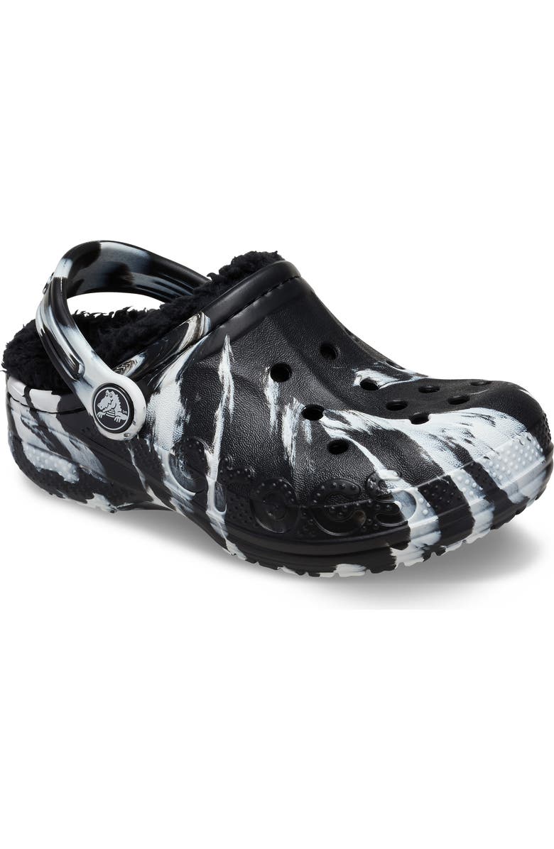 CROCS Kids' Baya Marbled Fleece Lined Clog, Main, color, Black Multi