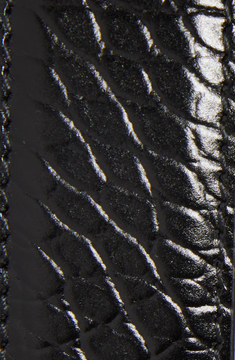 Nili Lotan Gabriele Croc Embossed Leather Belt, Alternate, color, Black W/ Antique Gold Buckle