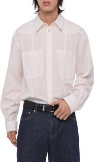 Helmut Lang Patch Relaxed Fit Cotton Button-Up Shirt