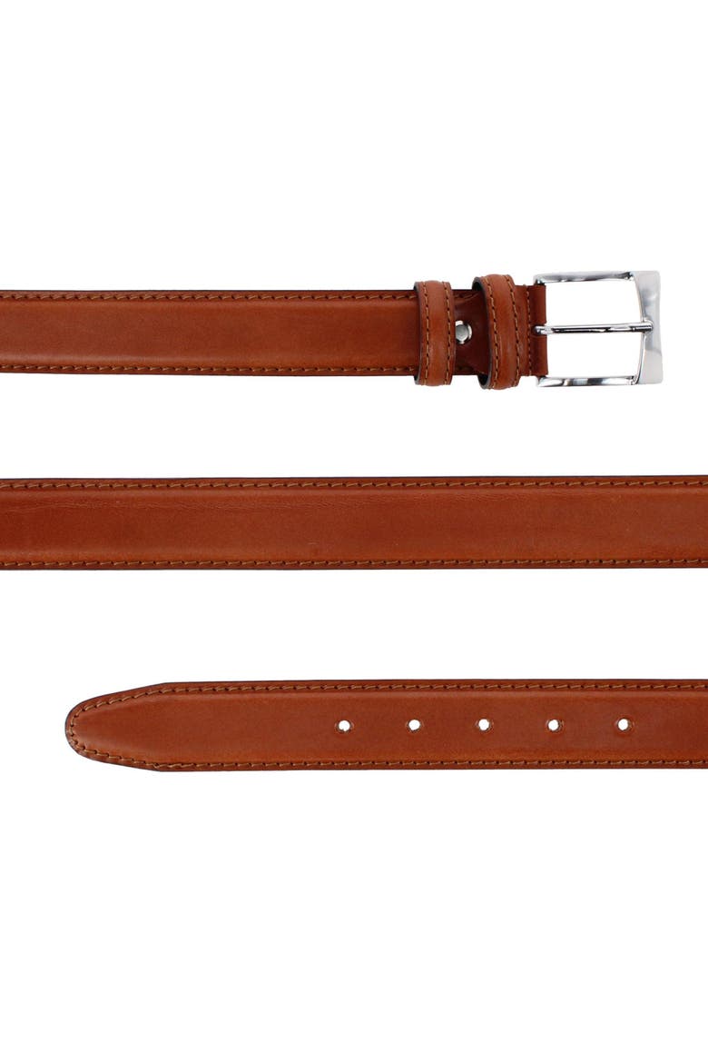Vincenzo 35mm Premium Italian Leather Contrast Stitch Casual Dress Belt, Alternate, color, Congnac