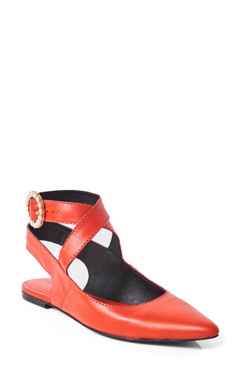 Parisa Ankle Strap Pointed Toe Flat (Women)