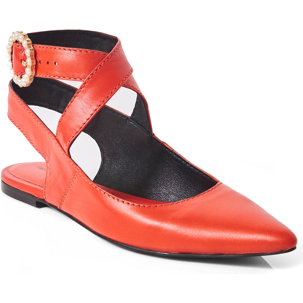 Shop Free People Parisa Ankle Strap Pointed Toe Flat In Red