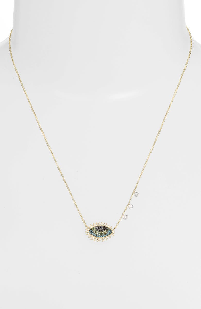 Meira T Evil Eye Diamond Pendant Necklace, Alternate, color, 