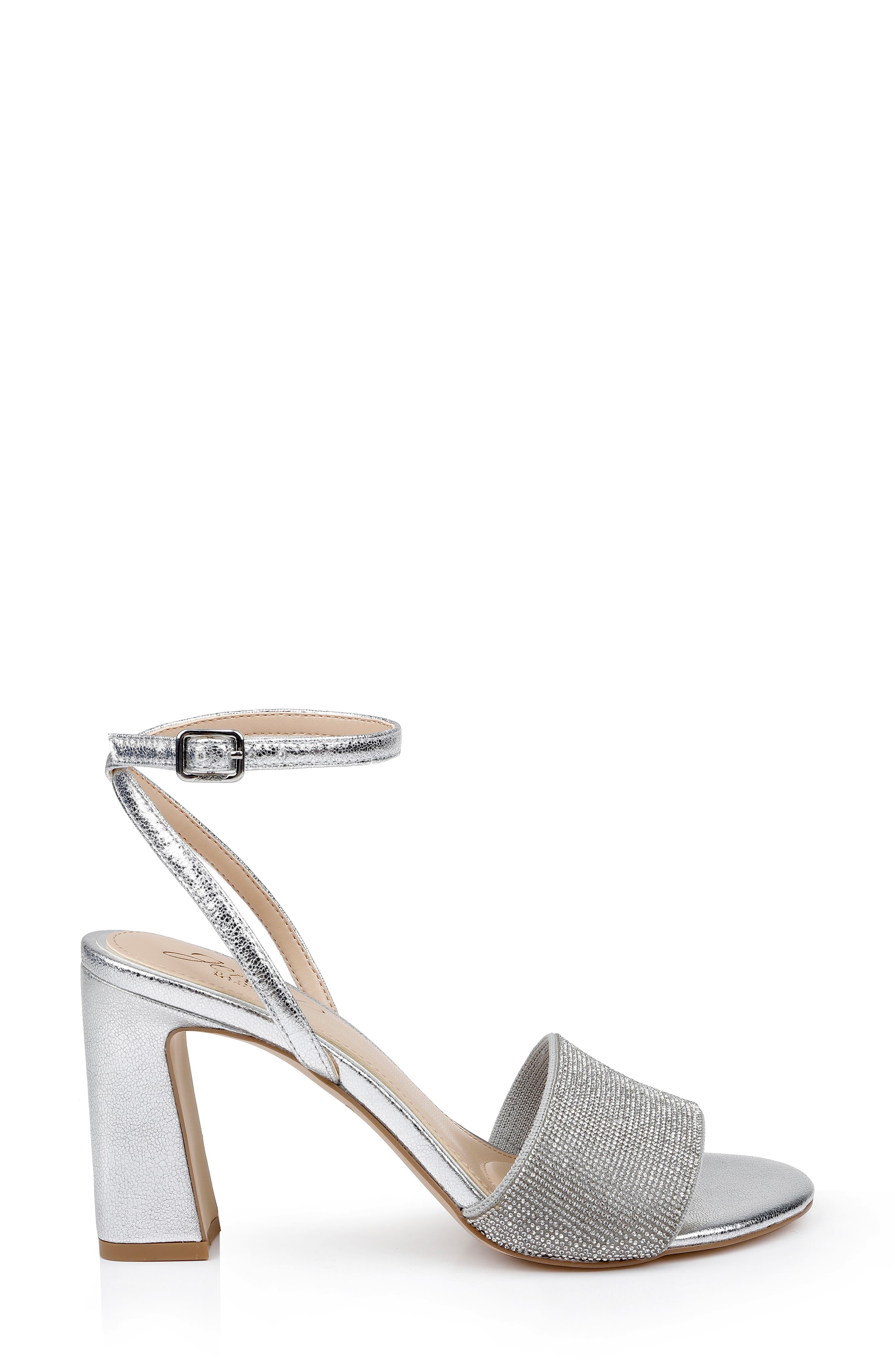 Jewel Badgley Mischka Hattie Ankle Strap Sandal, Alternate, color, Silver