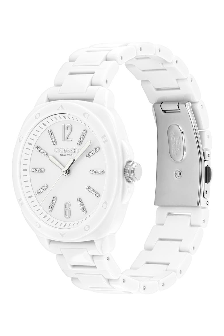 Kitt Ceramic Bracelet Watch, 38mm, Alternate, color, WHITE