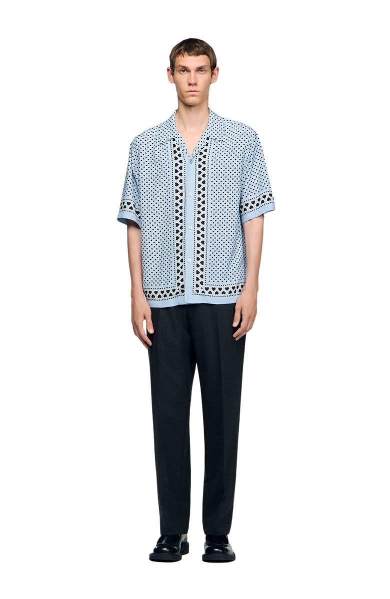 SANDRO Heart motif flowing shirt, Alternate, color, Sky Blue