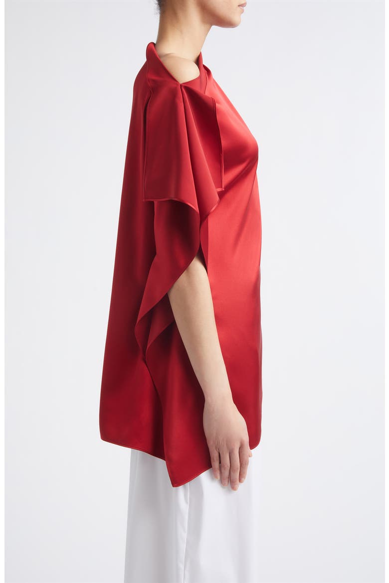Asymmetric Silk Satin Top, Alternate, color, RUBY