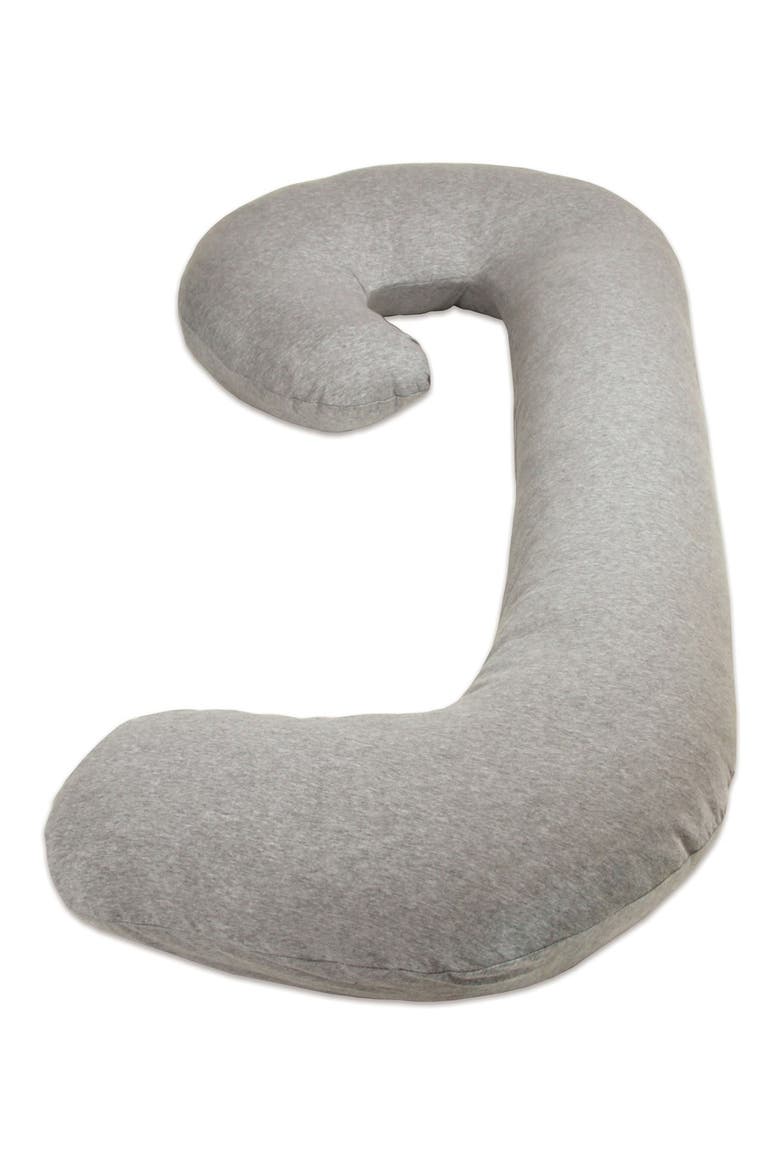 Snoogle Chic Full Body Pregnancy Support Pillow with Jersey Cover, Main, color, HEATHER GREY