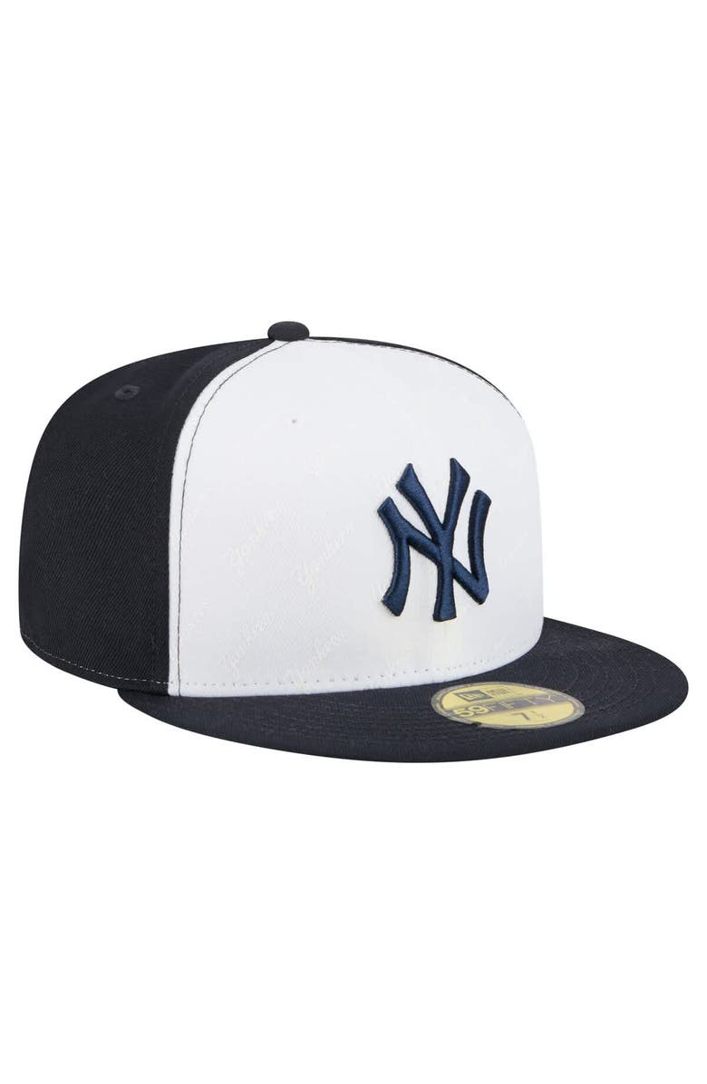 New Era Men's New Era White/Navy New York Yankees Repeat 59FIFTY Fitted Hat, Alternate, color, White