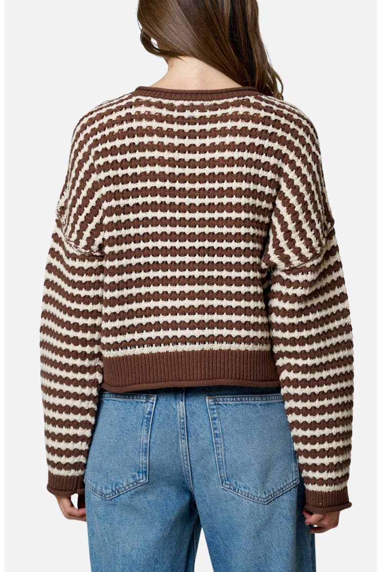 Stripe Cotton Blend Cardigan, Alternate, color, BROWN