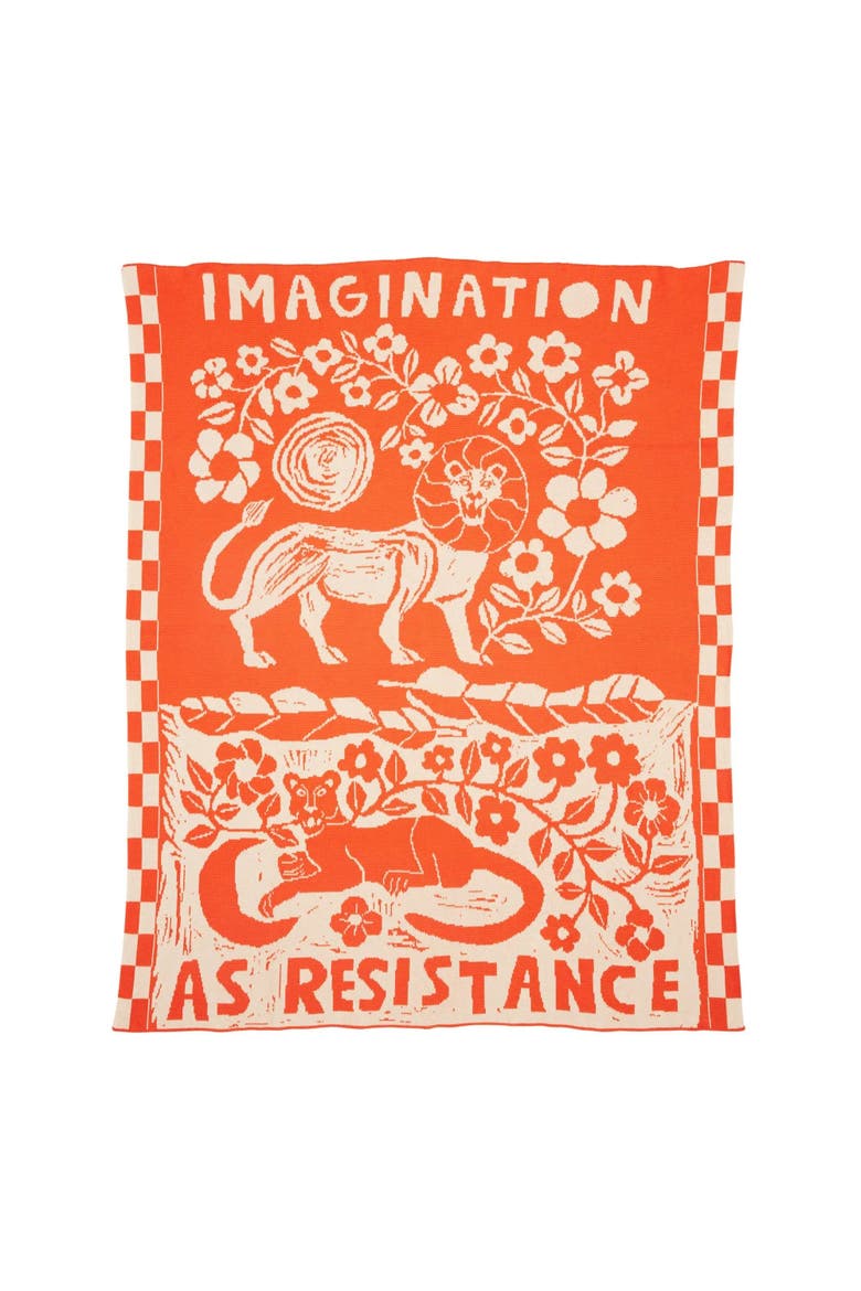 Imagination Knit Throw Blanket, Main, color, Flame