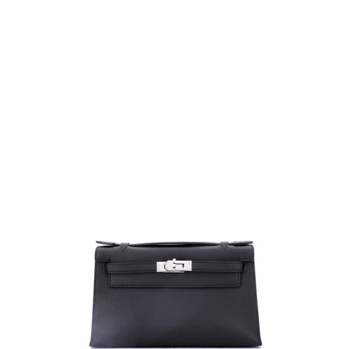 Pre-owned Hermes  Hermes Kelly Pochette Swift In Black