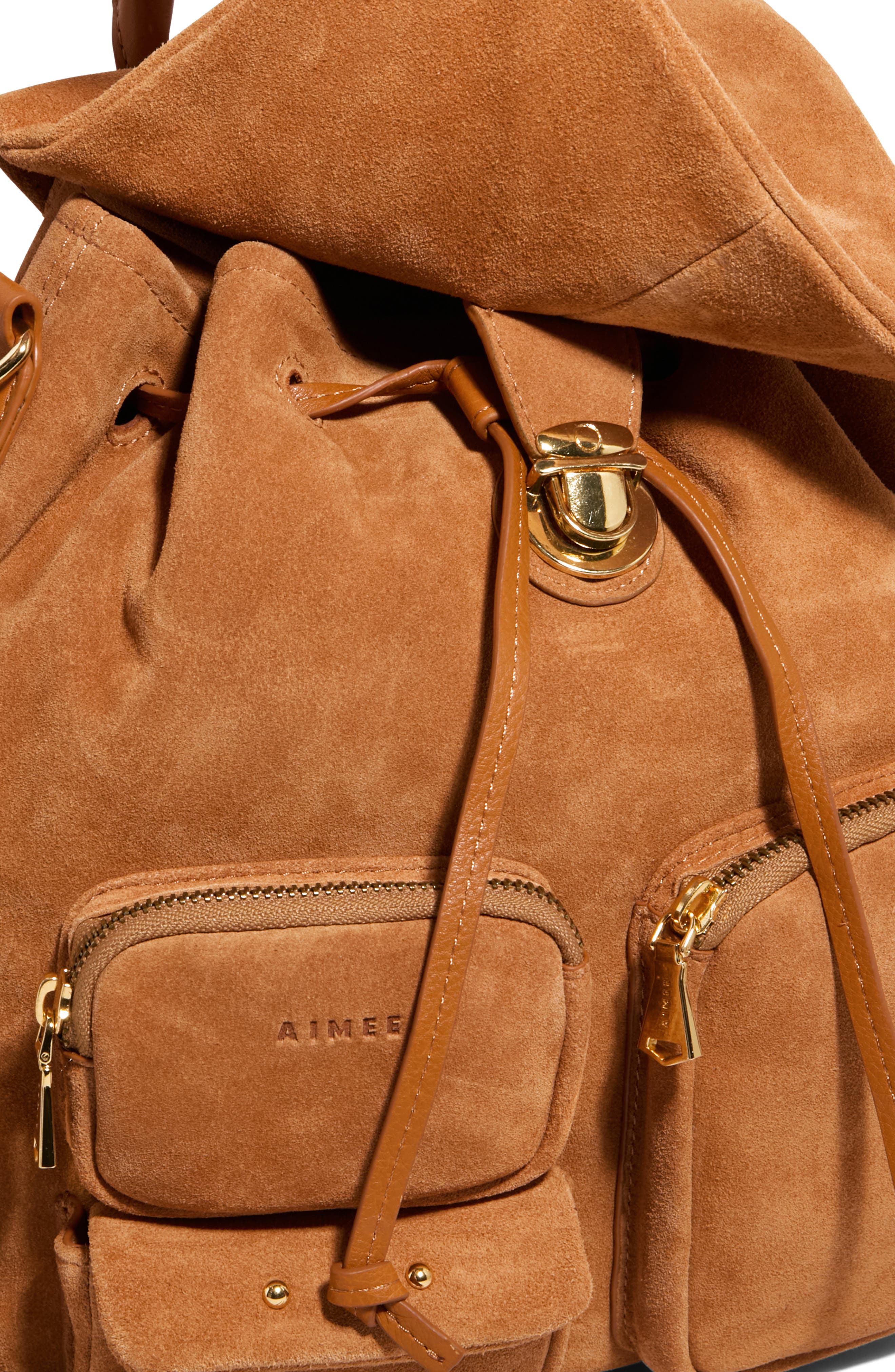 AIMEE Away We Go Backpack, Alternate, color, Rustic Caramel Suede