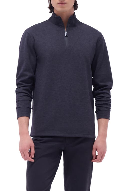 Bugatchi Quarter Zip Performance Pullover In Black
