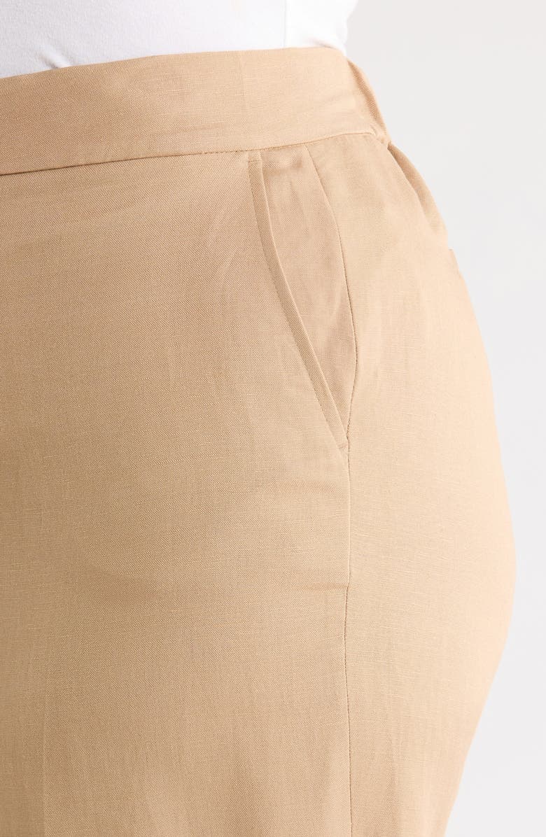 KASPER The Audrey Pull-On Straight Leg Linen Blend Pants, Alternate, color, Toasted Wheat