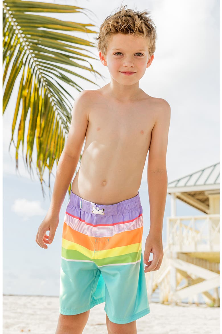 Kids' Island Rainbow Swim Trunks, Alternate, color, BLUE