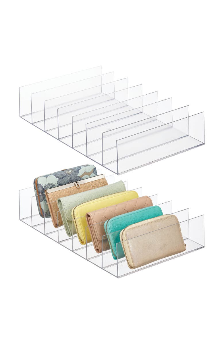 mDesign Plastic Divided Clutch Organizer for Closets, 7 Sections, 2 Pack, Alternate, color, 
