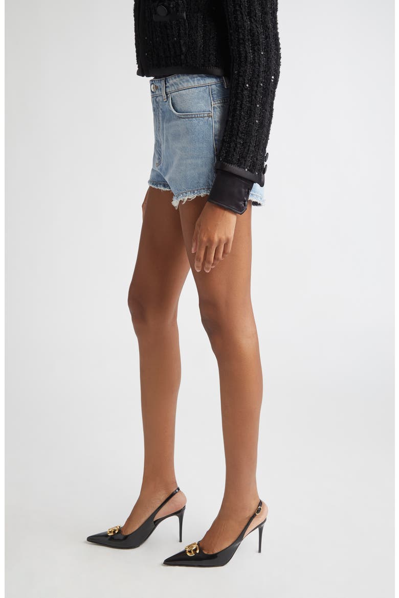 Frayed Hem Denim Shorts, Alternate, color, S9001 BLUE