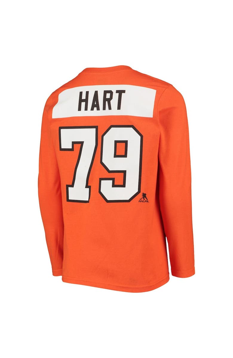 Outerstuff Youth Carter Hart Orange Philadelphia Flyers Authentic Stack Long Sleeve Name & Number T-Shirt, Alternate, color,