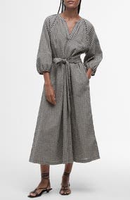 Barbour Suri Gingham Cotton & Linen Midi Dress