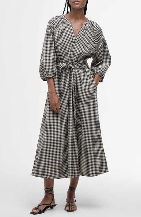 Barbour Suri Gingham Cotton & Linen Midi Dress