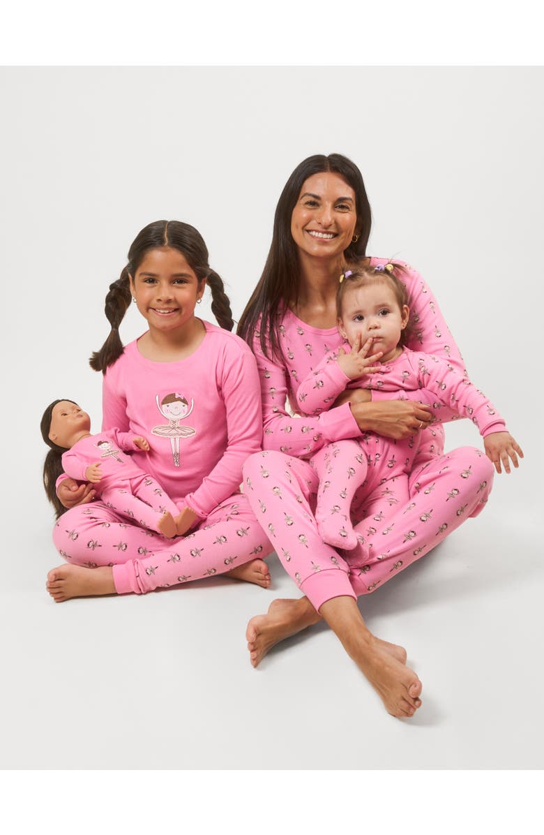 Leveret Kids Footed Cotton Matching Family Pajamas, Whimsy & Fantasy Prints, Alternate, color, Ballerina