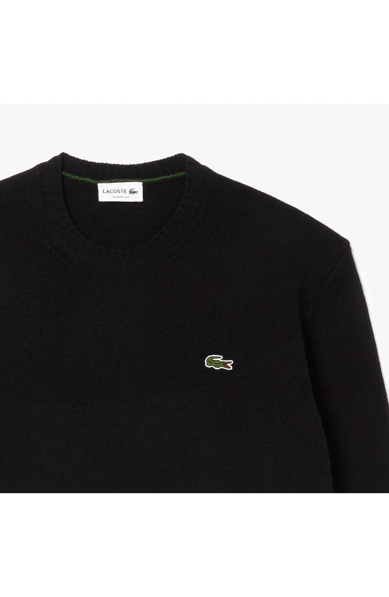 Lacoste Classic Fit Merino Wool Crewneck Sweater, Alternate, color, Black