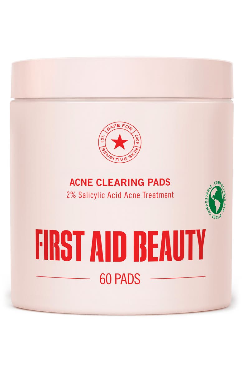 First Aid Beauty Acne Clearing Pads with 2% Salicylic Acid, Main, color, 