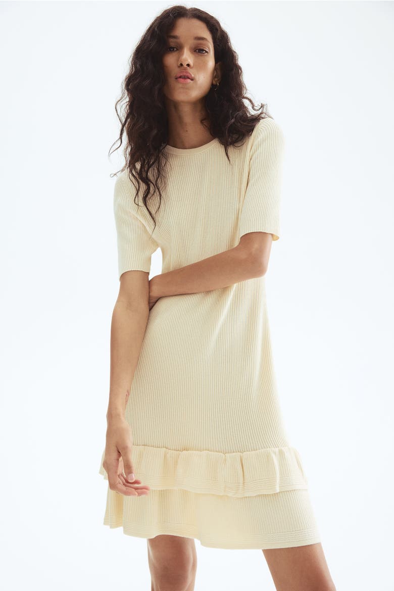 Rib-knit Dress, Alternate, color, Light beige