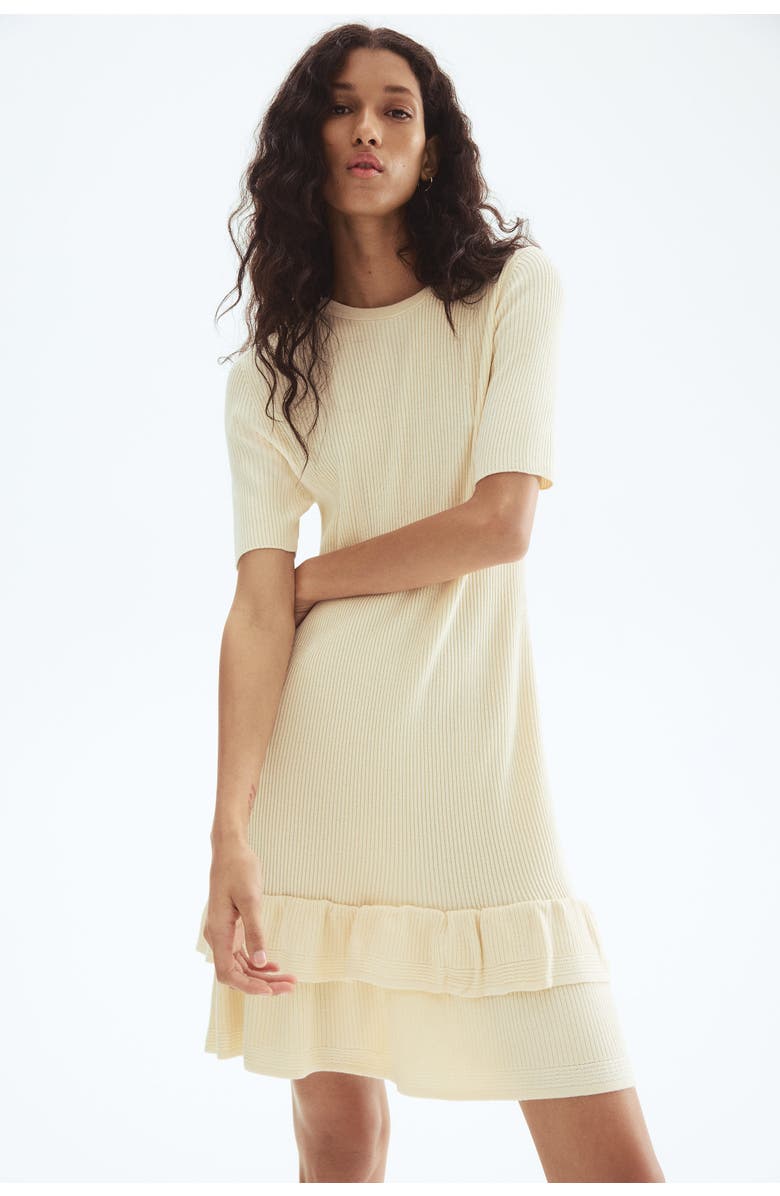 H&M Rib-knit Dress, Alternate, color, Light Beige