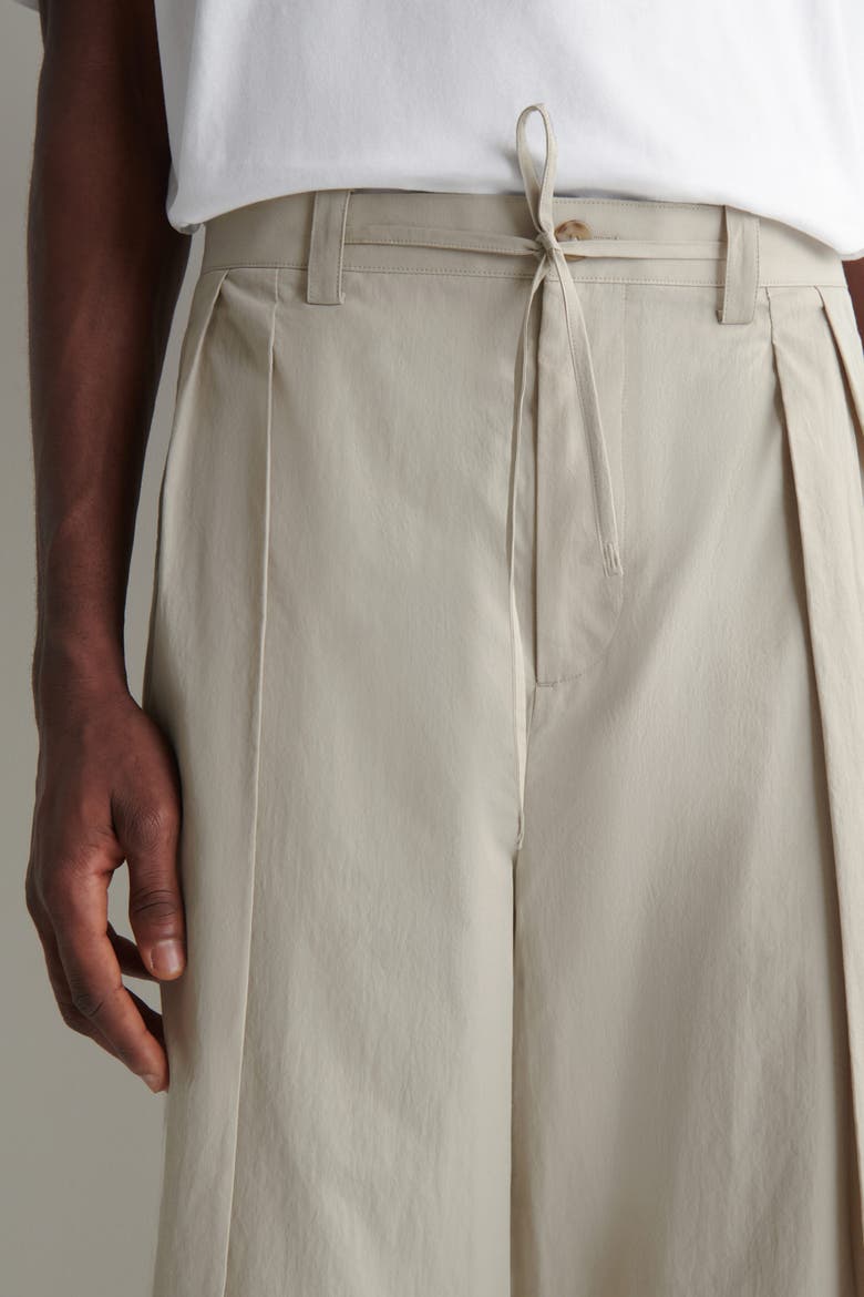 Cotton Relaxed Wide-leg Drawstring Pants, Alternate, color, BEIGE