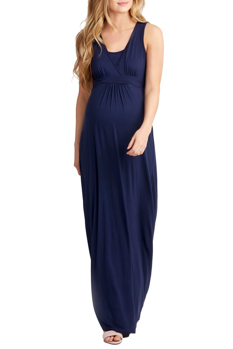 Hollis Maternity/Nursing Maxi Dress, Main, color, NAVY