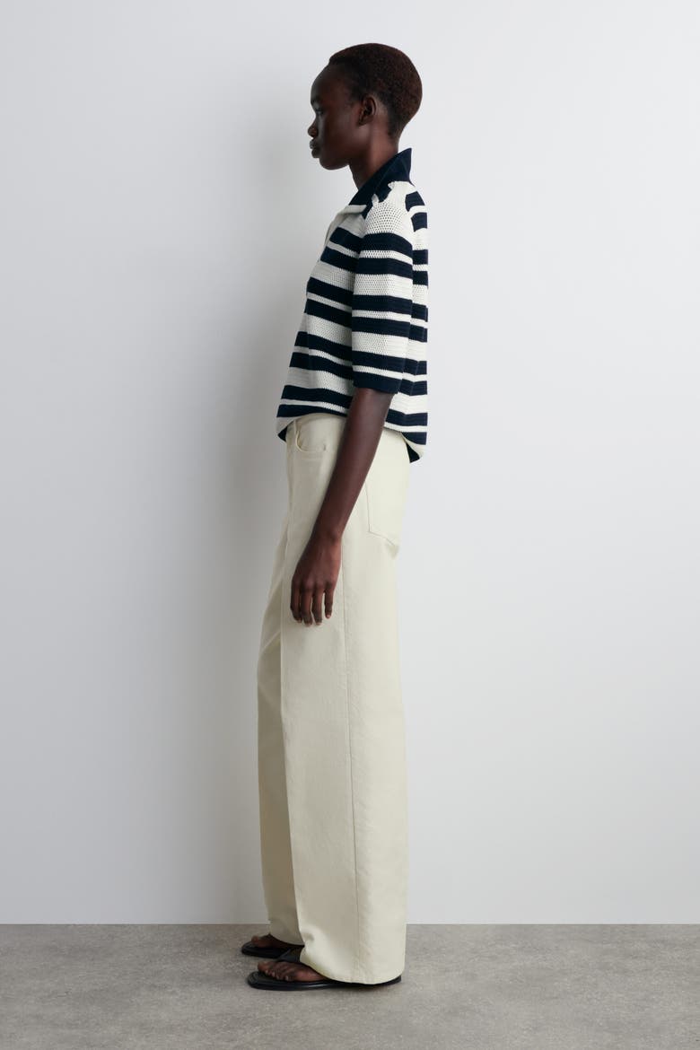 Cotton-Canvas Straight-Leg Pants, Alternate, color, CHALK