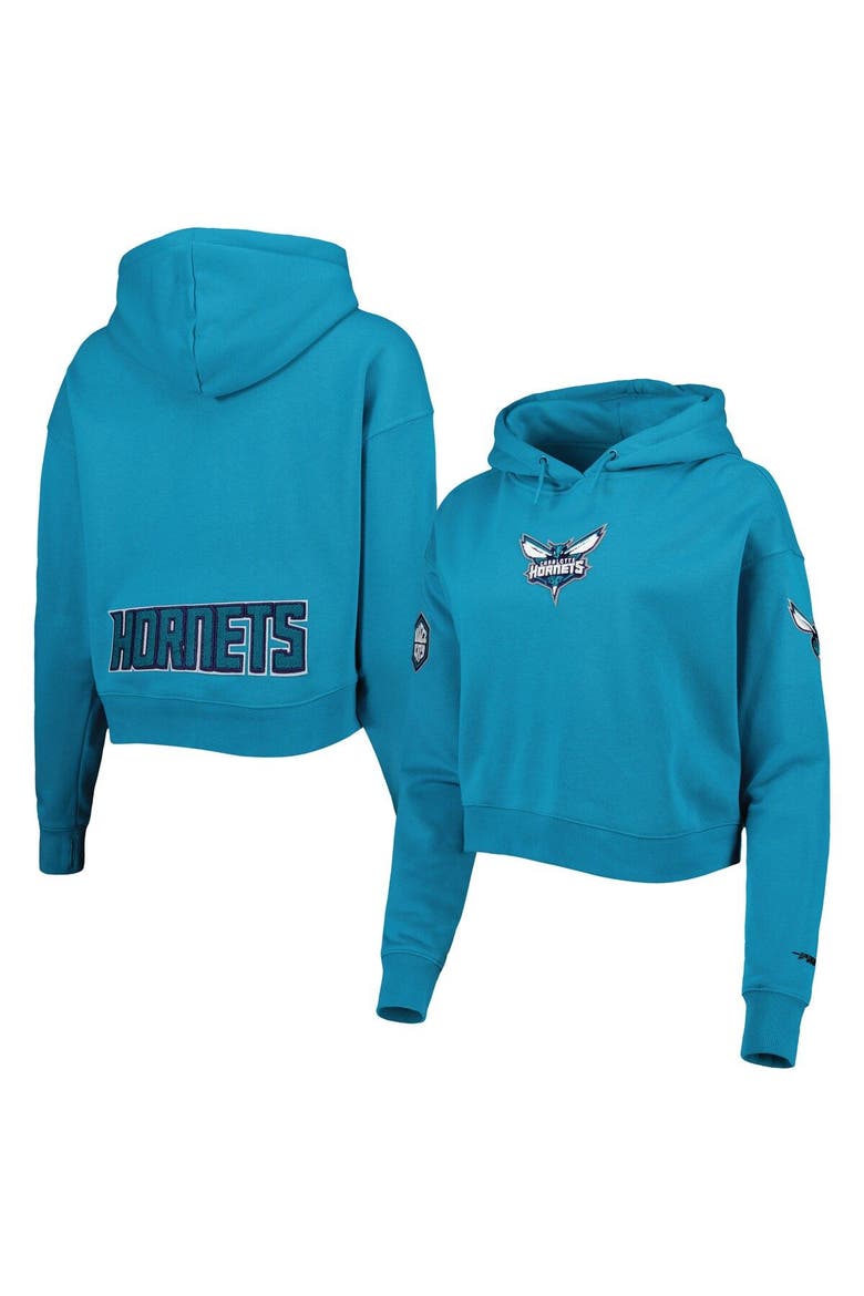 Women's Pro Standard Teal Charlotte Hornets Classic Fleece Cropped Pullover Hoodie, Main, color, Teal