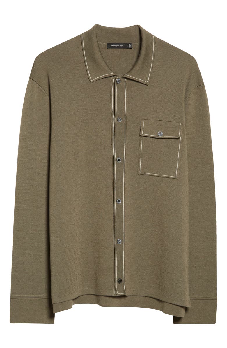 ZEGNA Wool & Silk Long Sleeve Polo, Alternate, color, 