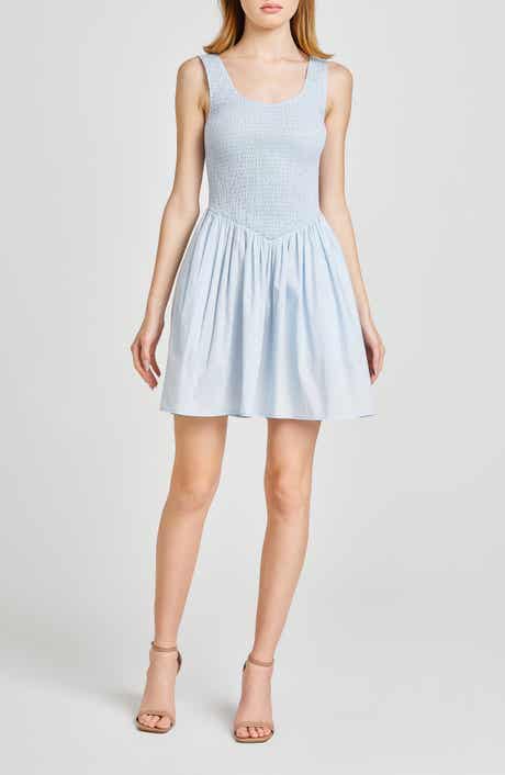 WAYF Dana Smock Bodice Stretch Cotton Minidress