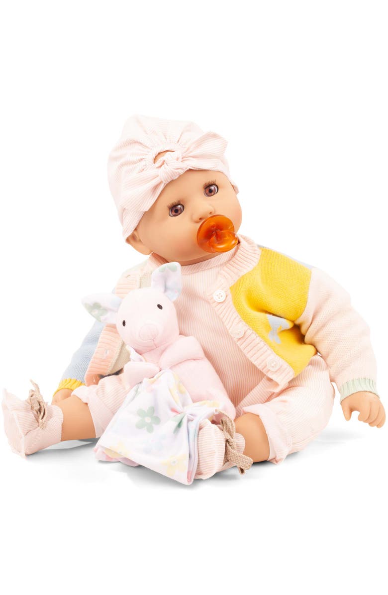Gotz Cookie Baby Pastel 19 Inch Doll, Cozy Knit Outfit & Cap, Plush Animal Bunny, Alternate, color, Multicolored