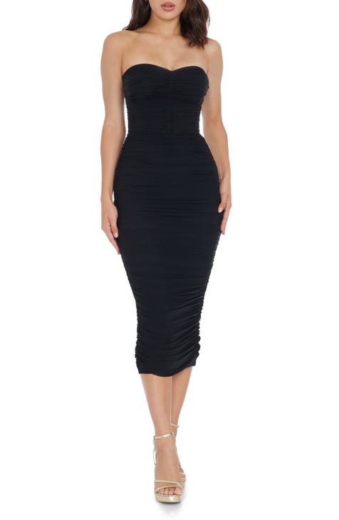 Black strapless bodycon dress online