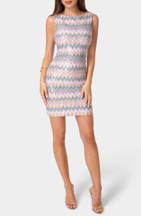 bebe Zigzag Print Body-Con Minidress