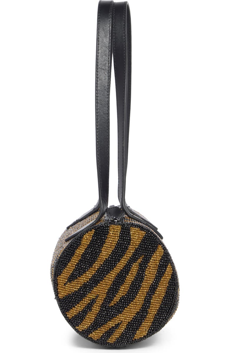 Reformation Aurora Beaded Baguette Shoulder Bag, Alternate, color, Bronze Black Zebra Beaded